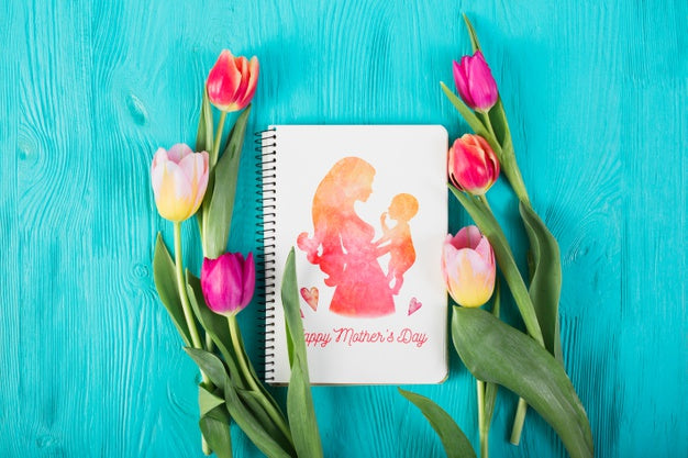 Flat Lay Notebook Mockup For Easter Psd