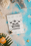 Flat Lay Notepad And Sand On The Table Psd