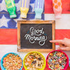 Flat Lay Of Arrangement Of Cereals And Chalkboard Psd