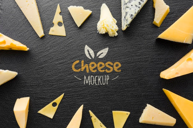 Flat Lay Of Assortment Of Locally Grown Cheese Psd