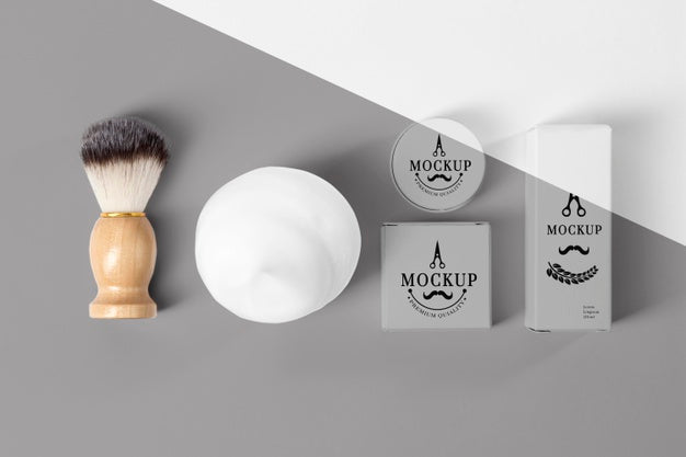 Flat Lay Of Barbershop Items Psd