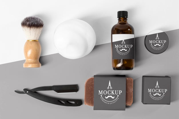 Flat Lay Of Barbershop Tools Psd