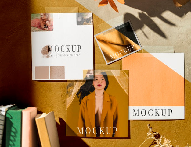 Flat Lay Of Beautiful Autumn Moodboard Mock-Up Psd