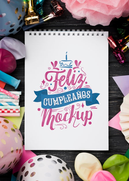 Flat Lay Of Birthday Concept Mock-Up Psd
