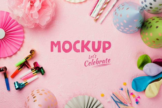 Flat Lay Of Birthday Concept Mock-Up Psd