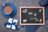 Flat Lay Of Blackboard With Tie And Coffee For Fathers Day Psd