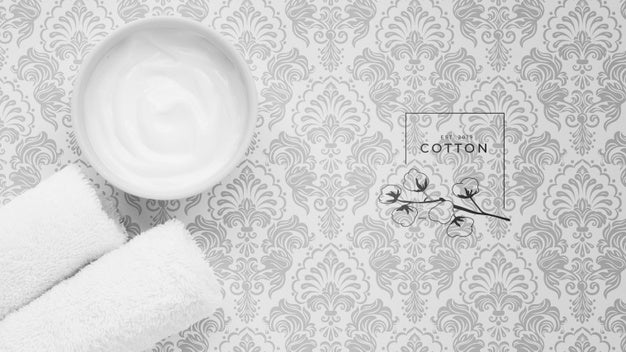 Flat Lay Of Body Butter Cream On Plain Background Mock-Up Psd