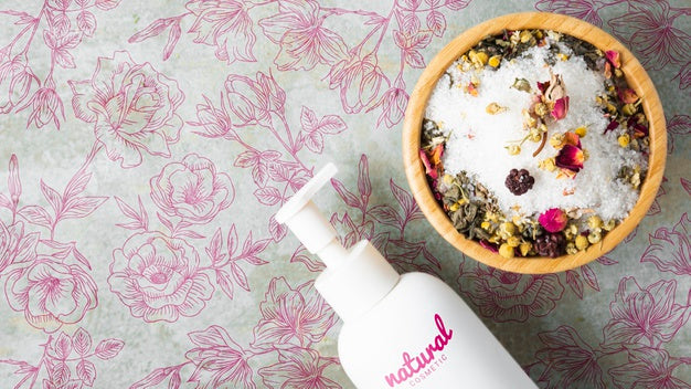 Flat Lay Of Body Skincare Products Psd