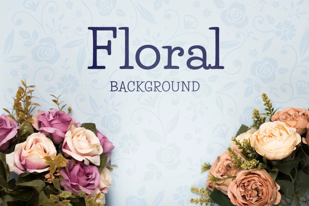 Flat Lay Of Bouquets Of Spring Roses Psd