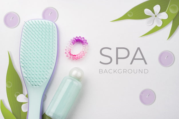 Flat Lay Of Brush And Essential Oil Bottle Psd