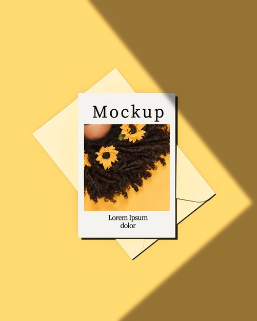 Flat Lay Of Card With Shadow And Envelope Psd