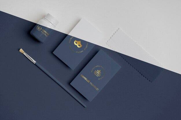 Flat Lay Of Carnival Invitation With Paint And Brush Psd