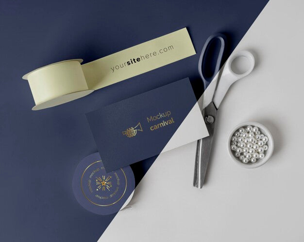 Flat Lay Of Carnival Invitation With Tape And Beads Psd