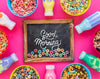 Flat Lay Of Cereal Bowls And Milk Bottles On Pink Background Psd