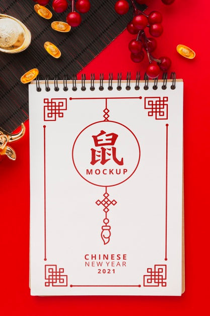 Flat Lay Of Chinese New Year Mock-Up Psd