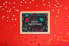 Flat Lay Of Christmas Concept Chalkboard With Red Background Psd