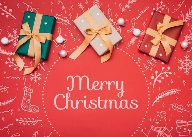 Flat Lay Of Christmas Concept Mock-Up Psd