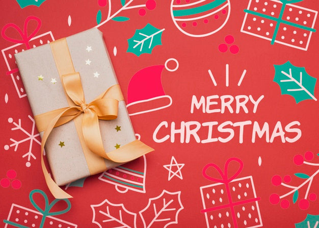 Flat Lay Of Christmas Gift Mock-Up Psd