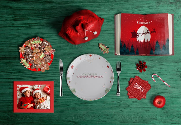 Flat Lay Of Christmas Scene Creator Mock-Up Psd