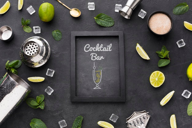 Flat Lay Of Cocktail Concept Mock-Up Psd