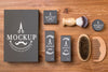 Flat Lay Of Collection Of Beard Care Products Psd