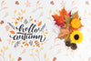 Flat Lay Of Colorful Leaves And Flower Psd