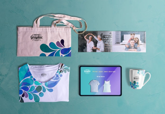 Flat Lay Of Creative Graphic Designer Desk Psd