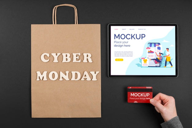Flat Lay Of Cyber Monday Concept Mock-Up Psd