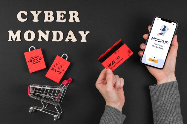 Flat Lay Of Cyber Monday Concept Mock-Up Psd
