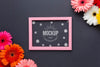 Flat Lay Of Daisies With Frame Mock-Up Psd