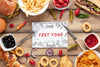 Flat Lay Of Delicious Fast Foon On Wooden Table Psd