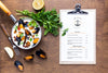 Flat Lay Of Delicious Mussels Concept Psd