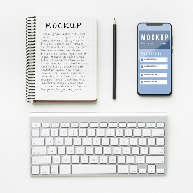 Flat Lay Of Desk Concept Mock-Up Psd