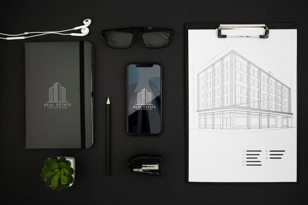 Flat Lay Of Desk Concept Mock-Up Psd