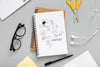Flat Lay Of Desk Surface With Earphones And Notebooks Psd