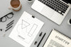 Flat Lay Of Desk Surface With Laptop And Compass Psd