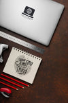Flat Lay Of Desk Surface With Laptop And Pencils Psd