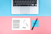Flat Lay Of Desk Surface With Laptop And Sticky Note Psd
