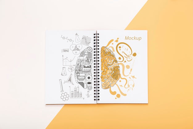 Flat Lay Of Desk Surface With Notebook Psd