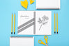 Flat Lay Of Desk Surface With Notebooks And Pencils Psd