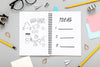Flat Lay Of Desk Surface With Notepad With Pencils Psd
