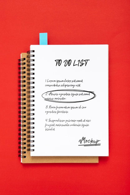 Flat Lay Of Desk Surface With Notepads Psd