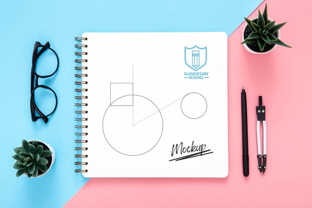 Flat Lay Of Desk Surface With Plants And Glasses Psd