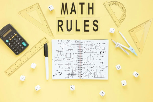 Flat Lay Of Dice With Notebook And Different Rulers Psd