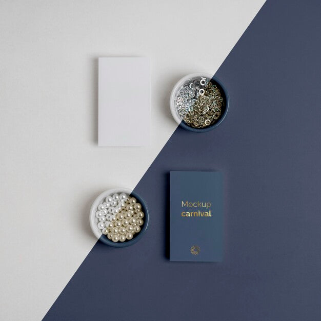 Flat Lay Of Diy Carnival Invitation With Beads Psd