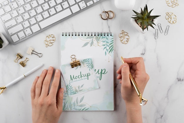 Flat Lay Of Elegant And Minimal Desk Psd