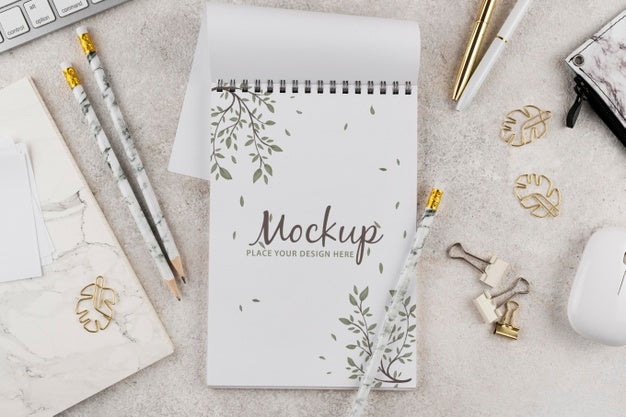 Flat Lay Of Elegant And Minimal Desk Psd