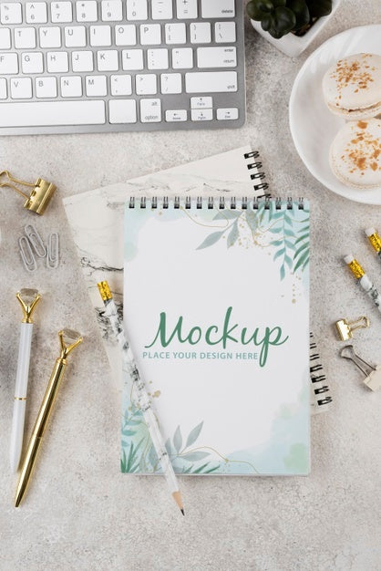 Flat Lay Of Elegant And Minimal Desk Psd