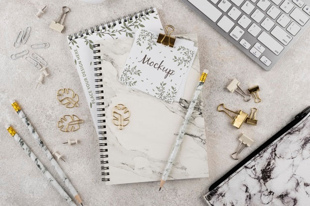 Flat Lay Of Elegant And Minimal Desk Psd