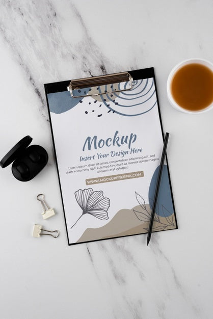 Flat Lay Of Elegant And Minimal Desk Psd